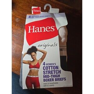 Hanes Women's Mid-Thigh Boxer Brief Underwear Cotton Stretch - 8 XL